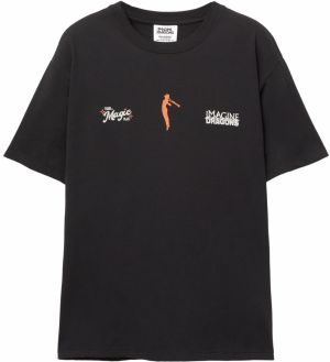 Pull&Bear Tričko 'IMAGINE DRAGONS'  antracitová / oranžová / biela