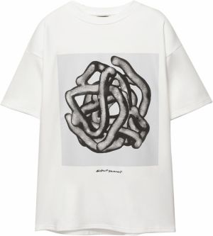 Pull&Bear Tričko  antracitová / čierna / biela