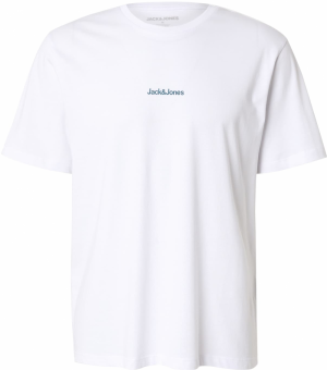JACK & JONES Tričko 'JJMINE'  námornícka modrá / oranžová / čierna / biela