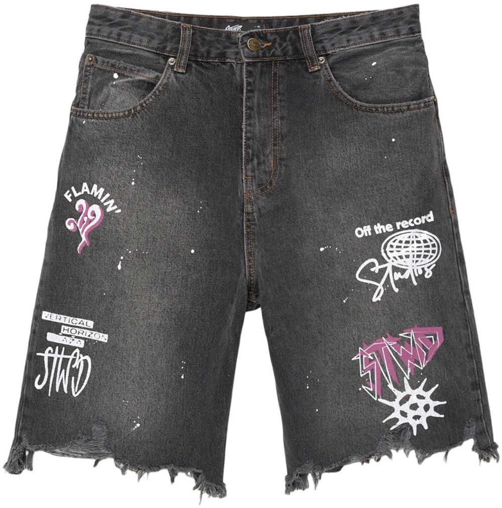 Pull&Bear Džínsy  fialová / čierny denim / biela