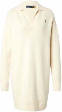 Polo Ralph Lauren Pletené šaty  krémová / námornícka modrá