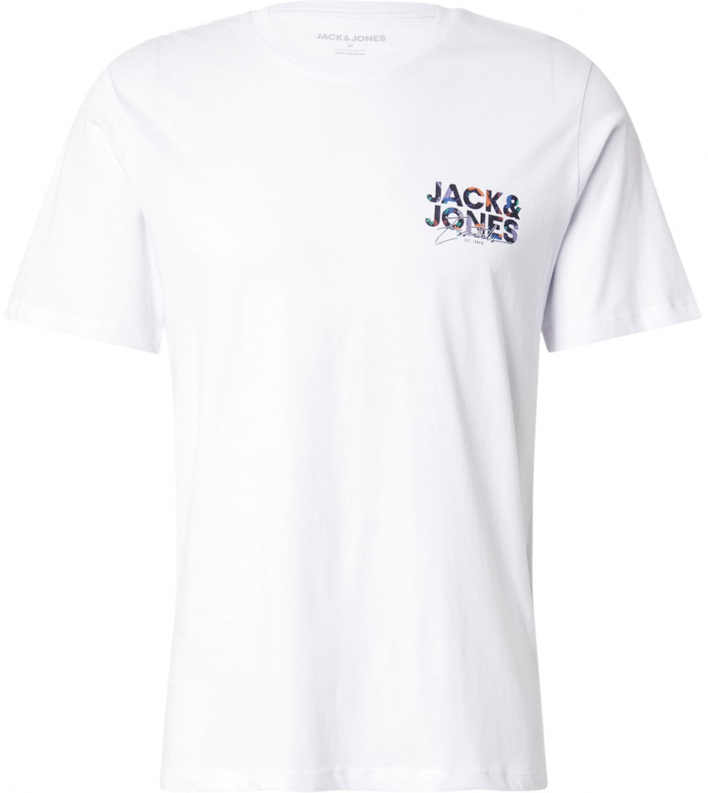JACK & JONES Tričko 'JJGEPLAS'  oranžová / čierna / biela