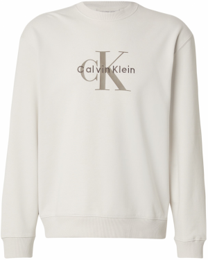 Calvin Klein Jeans Mikina  tmavobéžová / šedobiela