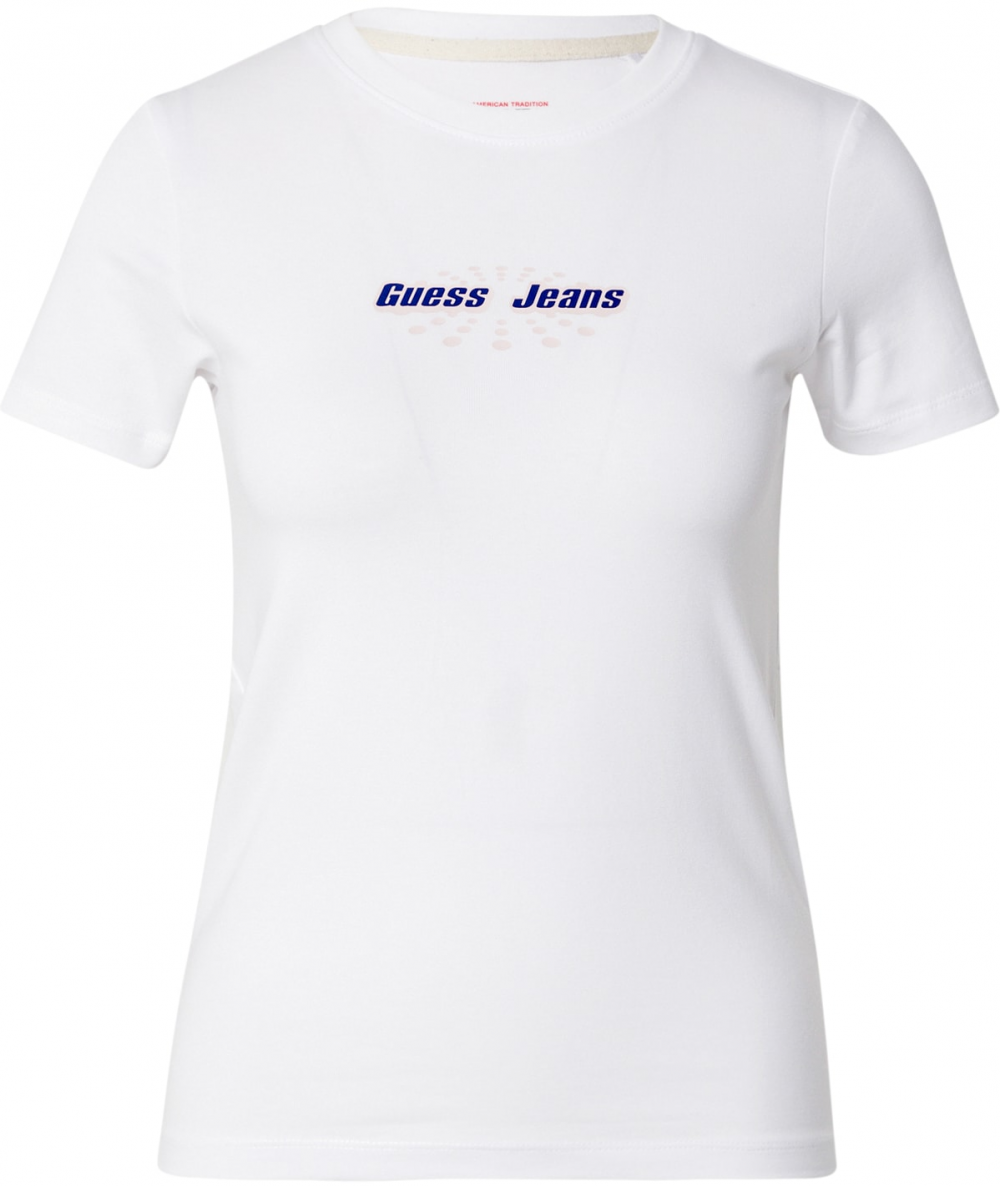 GUESS JEANS Tričko  svetlobéžová / námornícka modrá / biela