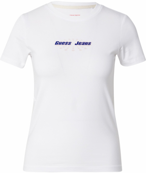 GUESS JEANS Tričko  svetlobéžová / námornícka modrá / biela