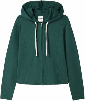 Bershka Tepláková bunda  tmavozelená