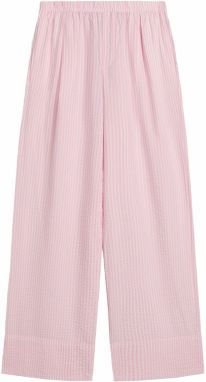 Bershka Plisované nohavice  krémová / svetloružová