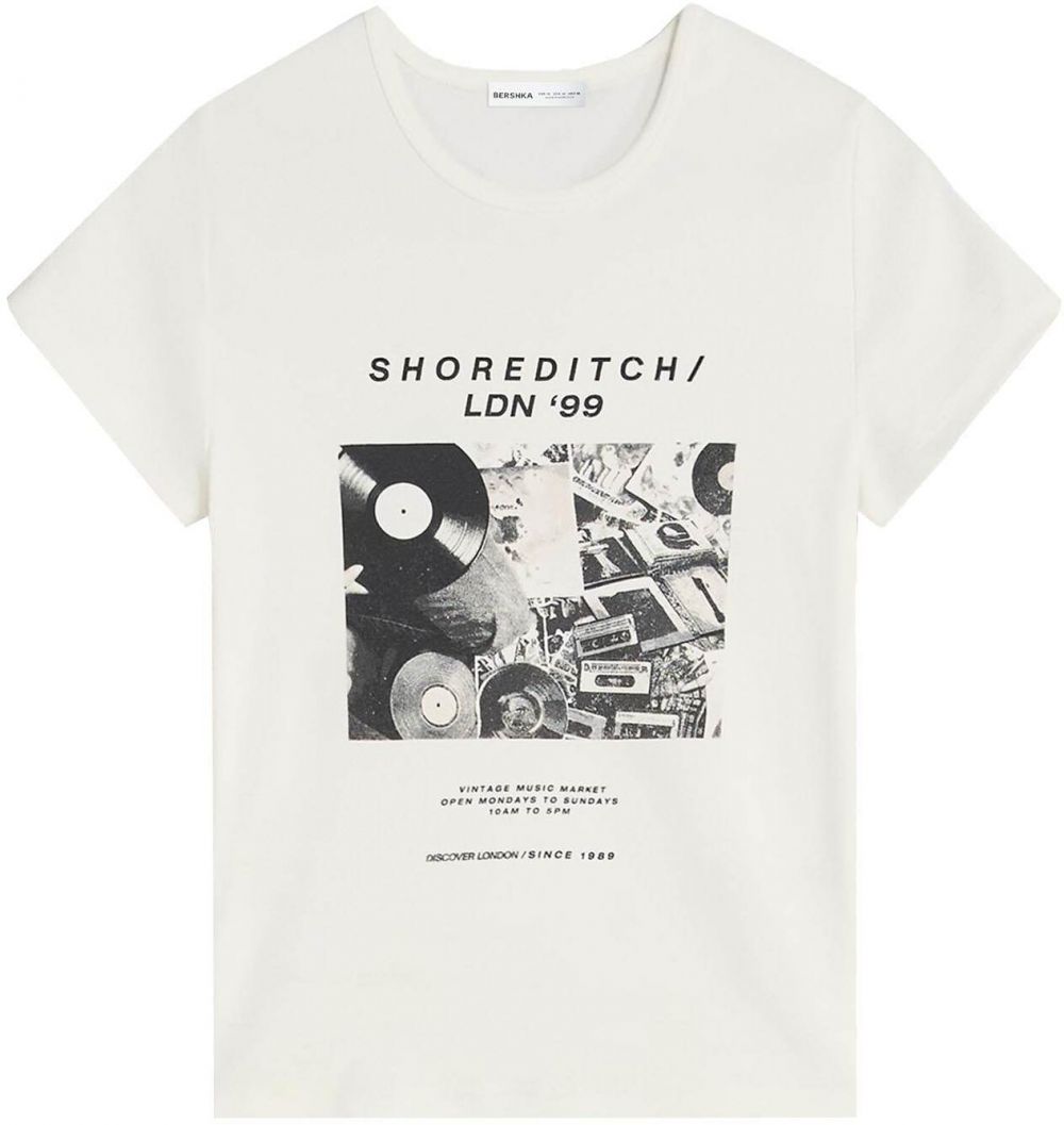 Bershka Tričko  čierna / biela