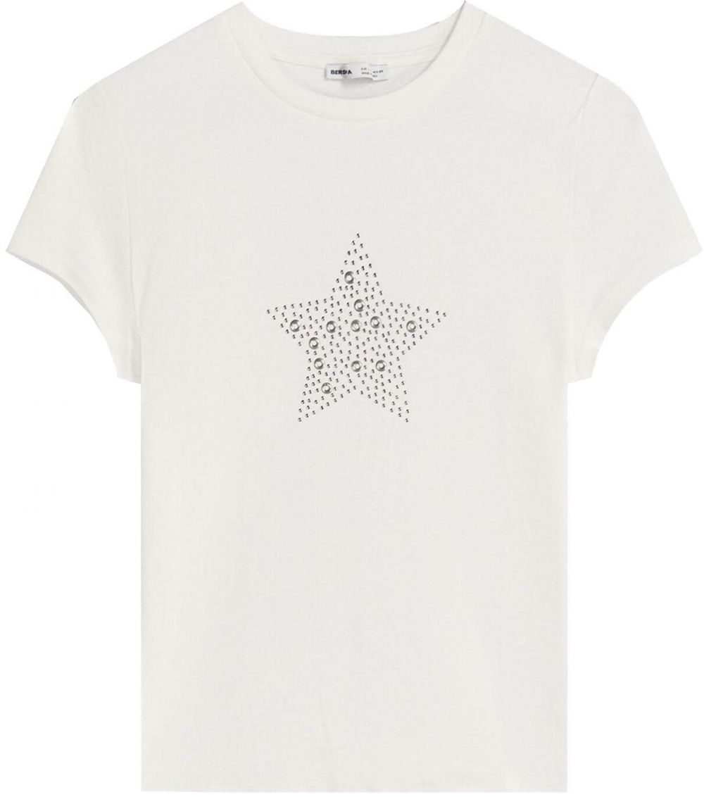 Bershka Tričko  strieborná / šedobiela
