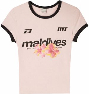 Bershka Tričko  žltá / púdrová / staroružová / čierna