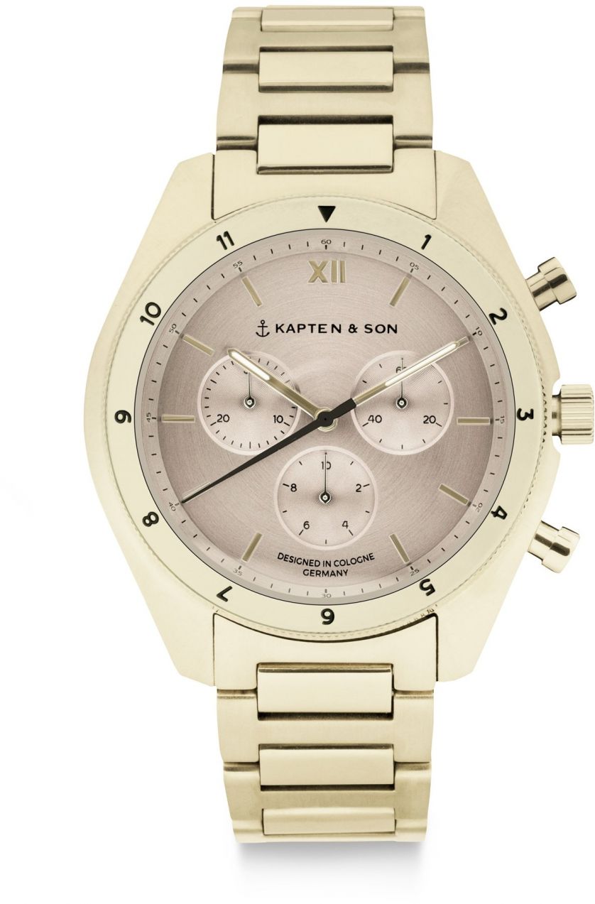 Kapten & Son Analógové hodinky 'Rise Small Light Gold Cream Steel'  zlatá / čierna