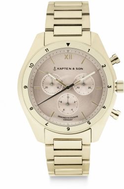 Kapten & Son Analógové hodinky 'Rise Small Light Gold Cream Steel'  zlatá / čierna