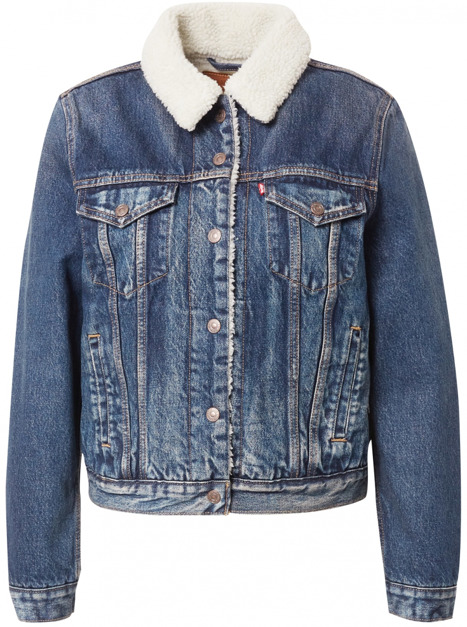LEVI'S ® Prechodná bunda 'Original Sherpa Trucker Jacket'  tmavomodrá / biela ako vlna