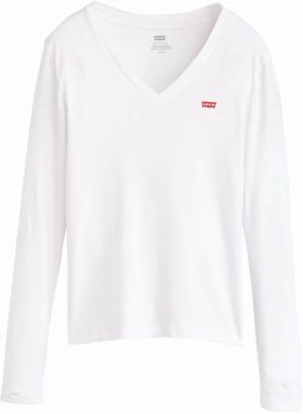 LEVI'S ® Tričko 'Essential Housemark Long Sleeve V-Neck Tee'  červená / biela