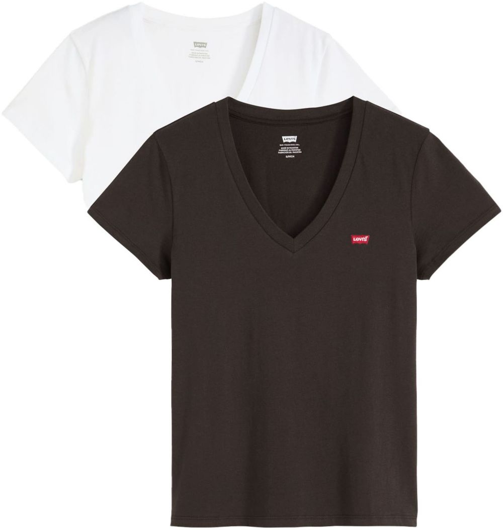 LEVI'S ® Tričko 'Perfect V-Neck Tee (2-Pack)'  červená / čierna / biela