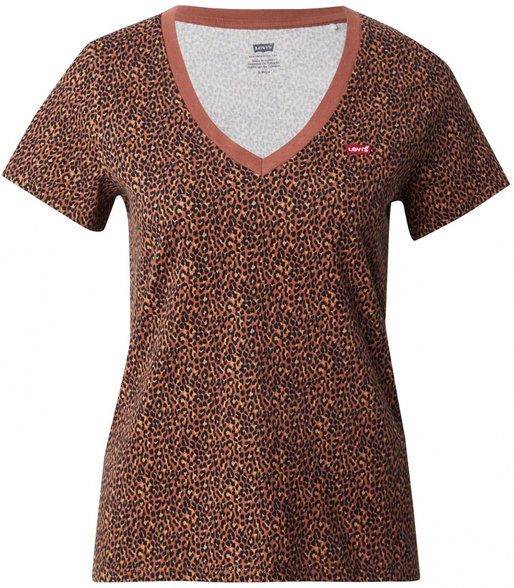 LEVI'S ® Tričko 'Perfect V-Neck Tee'  hnedá / hnedá / čierna