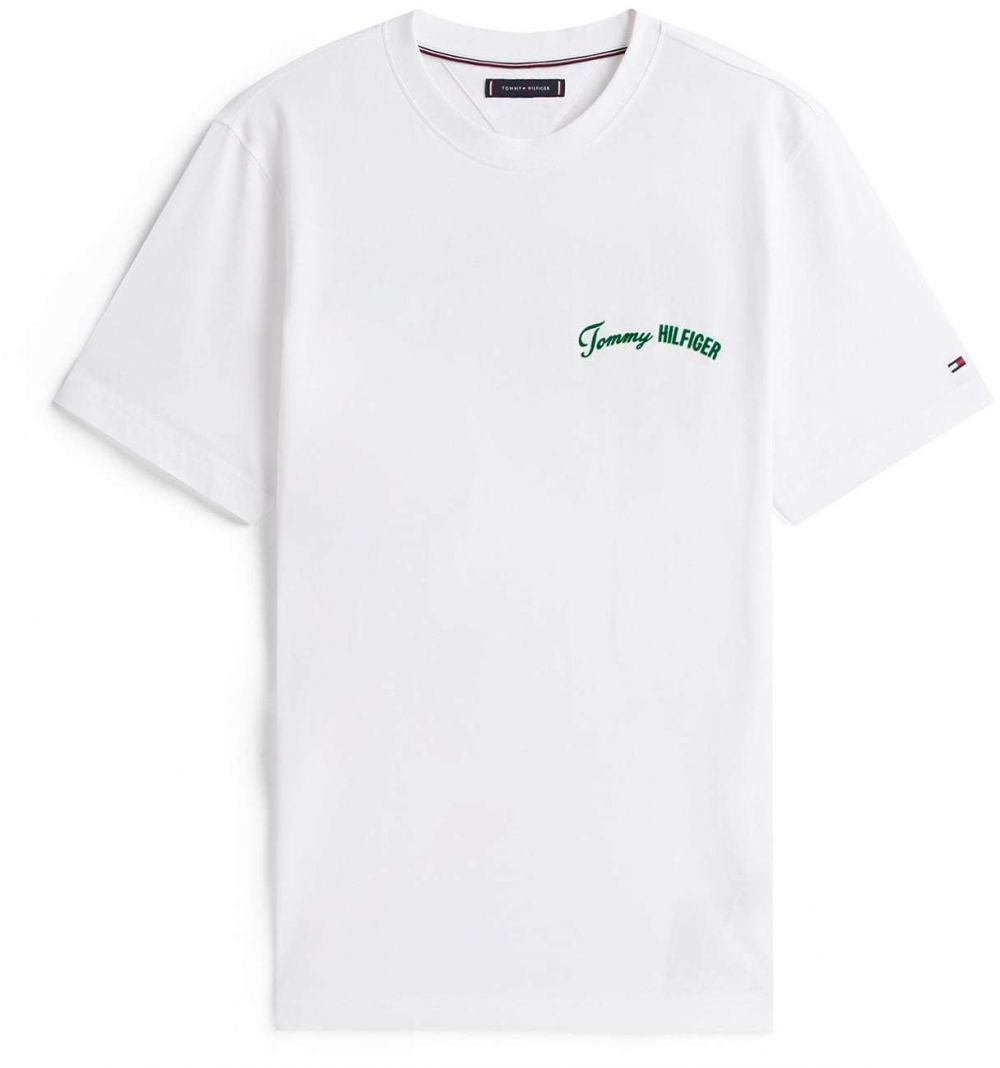 TOMMY HILFIGER Tričko  tmavozelená / biela