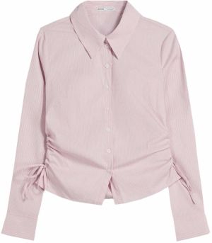 Bershka Blúzka  svetlosivá / svetloružová / biela