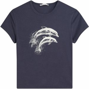 Bershka Tričko  námornícka modrá / biela