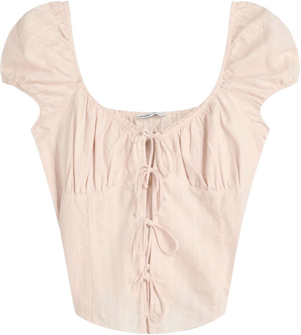 Bershka Blúzka  púdrová / tmavoružová