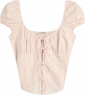 Bershka Blúzka  púdrová / tmavoružová