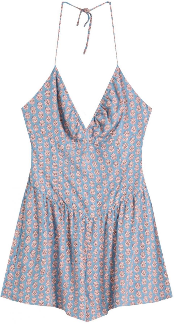 Bershka Overal  béžová / svetlomodrá / tmavofialová / staroružová