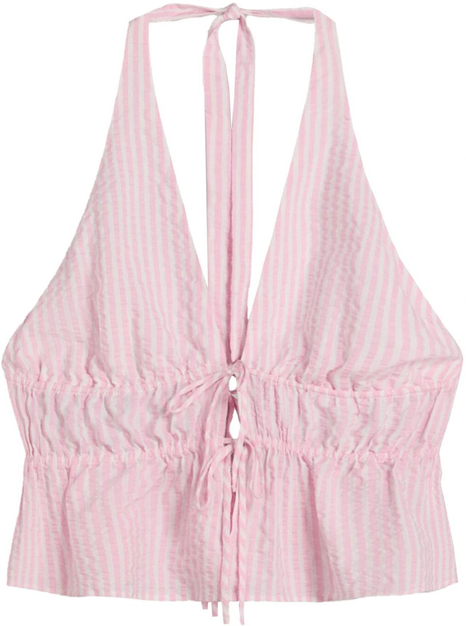 Bershka Top  svetloružová / biela
