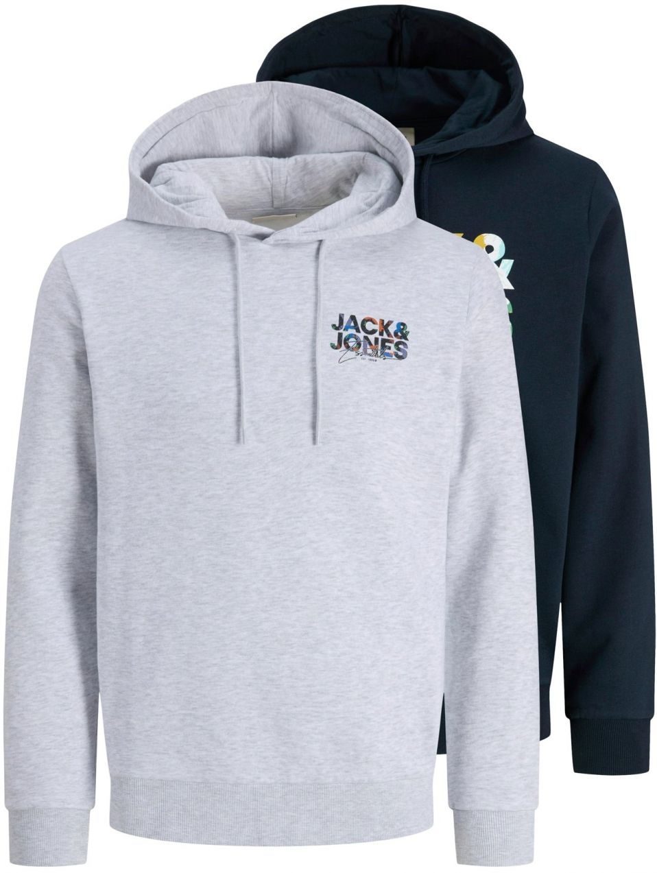 JACK & JONES Mikina 'JJGEPLAS'  tmavomodrá / sivá melírovaná / čierna