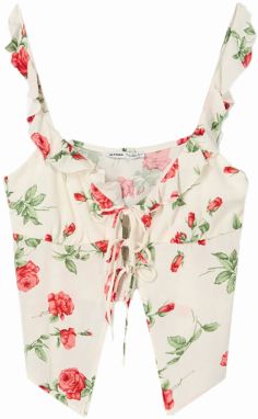 Bershka Top  zelená / ružová / červená / biela