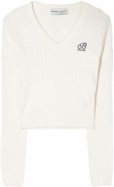 Bershka Sveter  nebielená / námornícka modrá