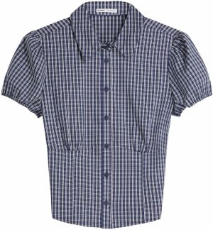 Bershka Blúzka  námornícka modrá / modrosivá / biela