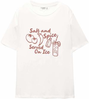 Pull&Bear Tričko  brusnicová / biela