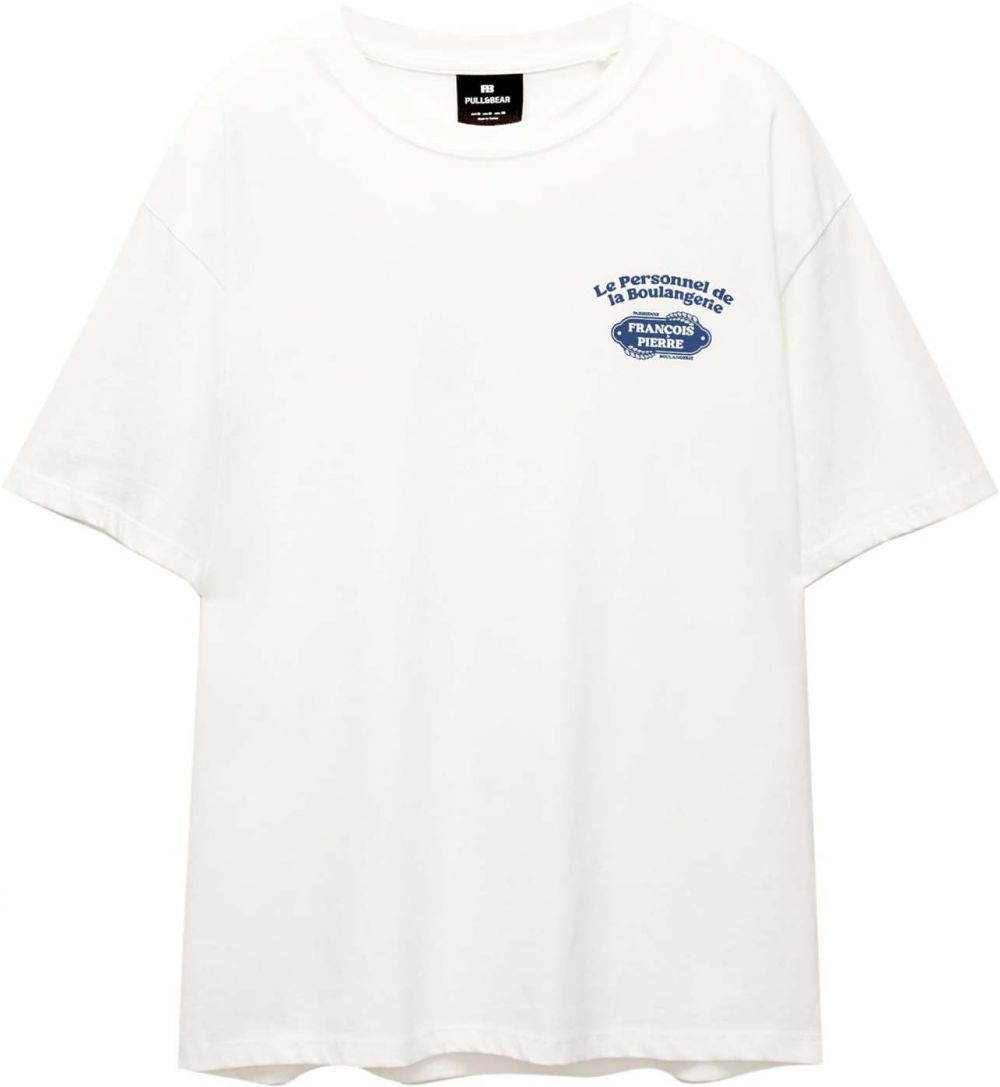 Pull&Bear Tričko 'MC PARIS 01'  modrá / biela