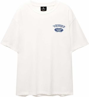 Pull&Bear Tričko 'MC PARIS 01'  modrá / biela
