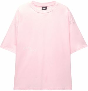 Pull&Bear Tričko 'STWD OFF THE RADAR'  tmavofialová / ružová / biela