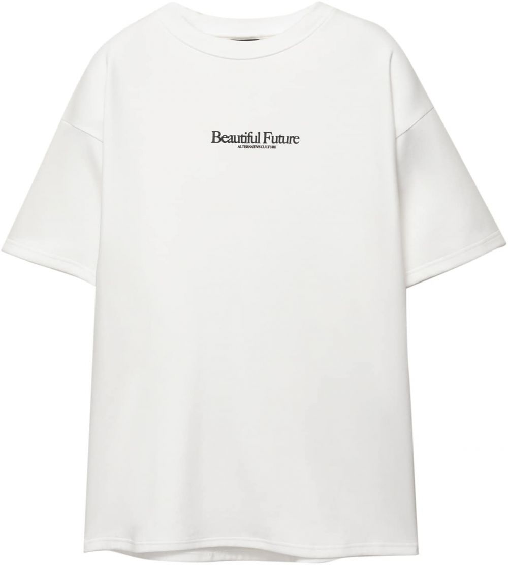 Pull&Bear Tričko  čierna / biela