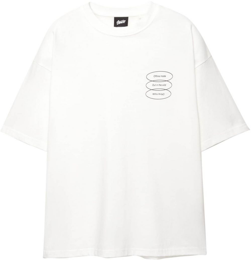 Pull&Bear Tričko 'GHOST MODE'  rosé / čierna / biela