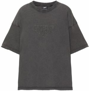 Pull&Bear Tričko 'STWD'  slonová kosť / levanduľová / čierna