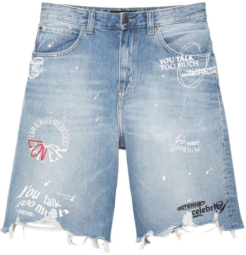 Pull&Bear Džínsy  modrá denim / červená / čierna / biela