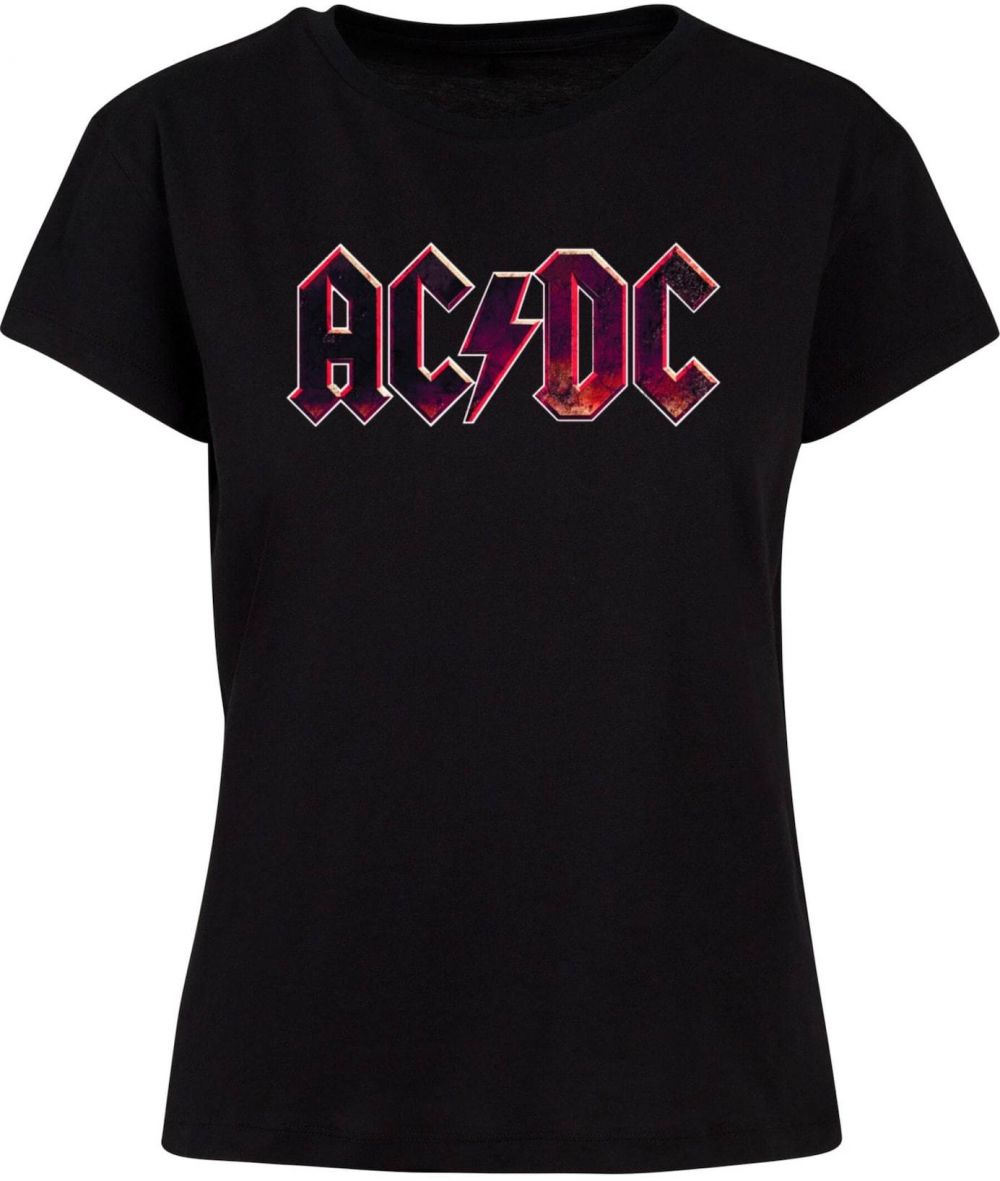 Merchcode Tričko ' ACDC - Distressed'  tmavofialová / ružová / čierna