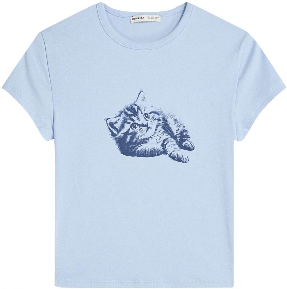 Bershka Tričko  tmavomodrá / biela