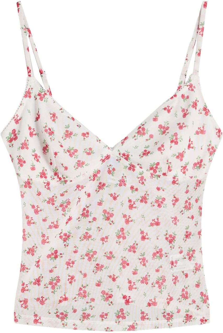 Bershka Top  krémová / žltohnedá / limetová / jasne červená