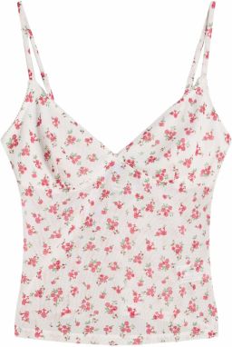 Bershka Top  krémová / žltohnedá / limetová / jasne červená