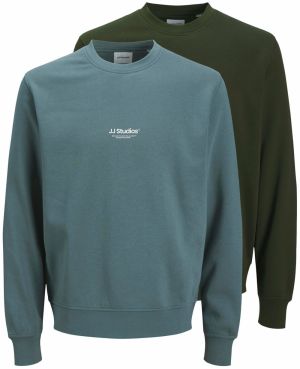 JACK & JONES Mikina 'JJESOHO'  nefritová / tmavozelená / biela