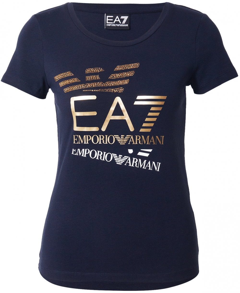 EA7 Emporio Armani Tričko  námornícka modrá / zlatá / biela