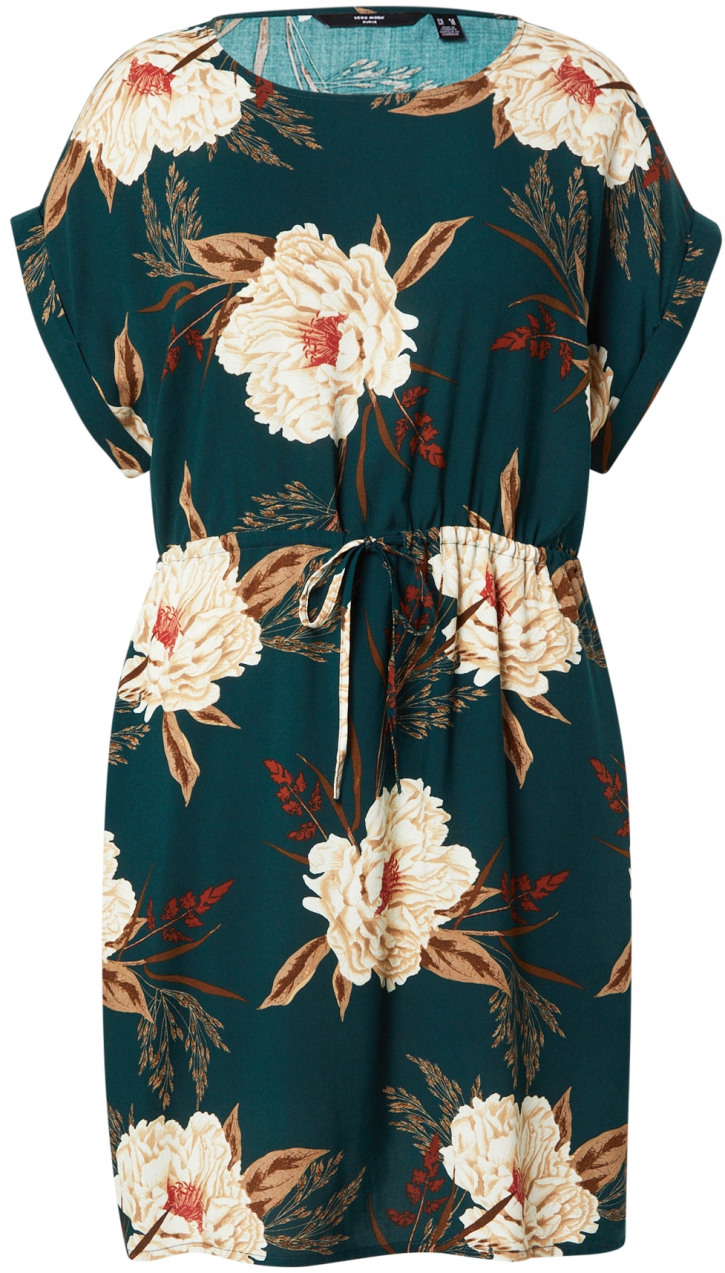Vero Moda Curve Šaty 'VMCEASY JOY'  tmelová / tmavozelená / tmavooranžová / biela