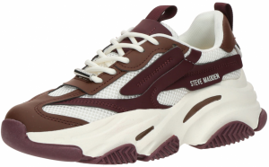 STEVE MADDEN Nízke tenisky 'POSSESSION'  hnedá / vínovo červená / biela ako vlna