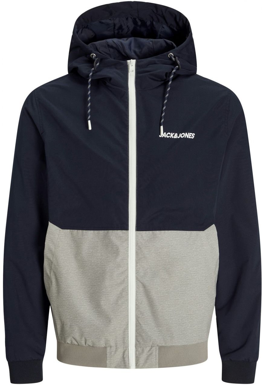 JACK & JONES Prechodná bunda 'JJERush'  námornícka modrá / sivá / biela