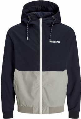 JACK & JONES Prechodná bunda 'JJERush'  námornícka modrá / sivá / biela