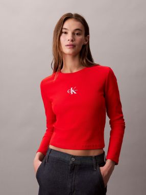 Calvin Klein Jeans Tričko  oranžovo červená / biela